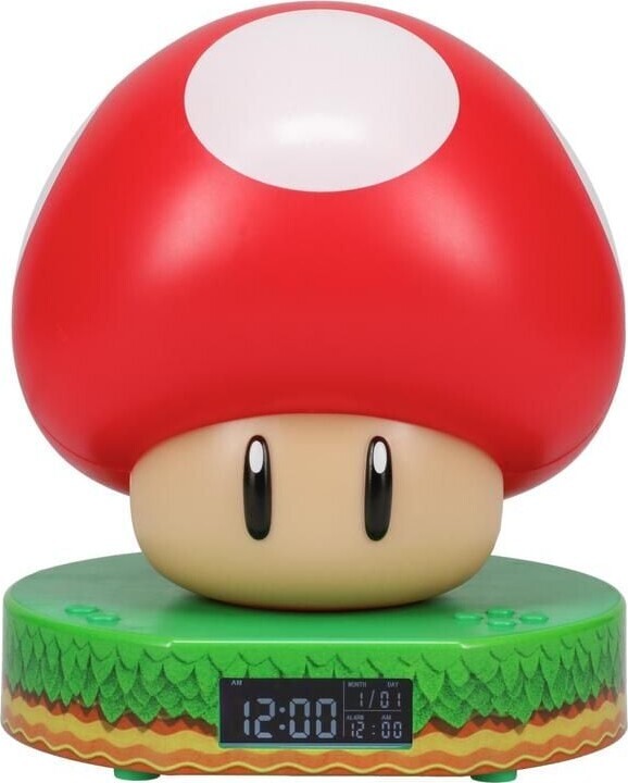 Super Mario Vækkeur Med Lys - Mushroom - 13 Cm - Paladone