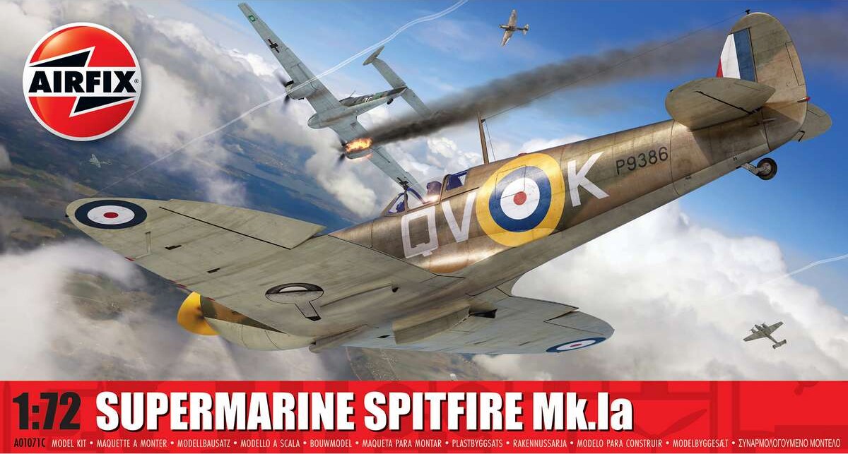 Airfix - Supermarine Spitfire Mk.ia Fly Byggesæt - 1:72 - A01071c