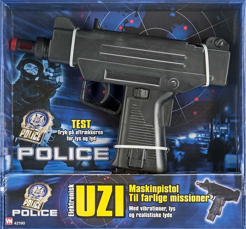 Politi Legetøj - Elektronisk Uzi Gevær