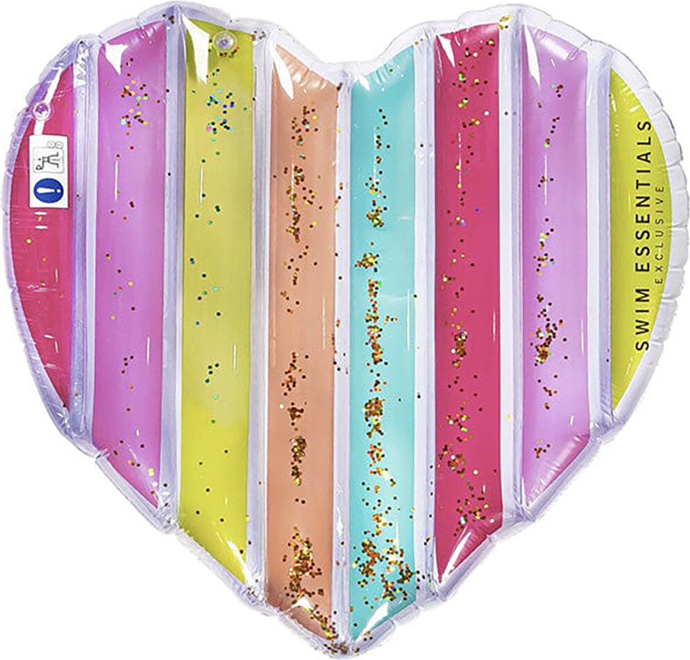 Swim Essentials - Bademadras 150 X 120 Cm Hjerteformet - Colour Rush