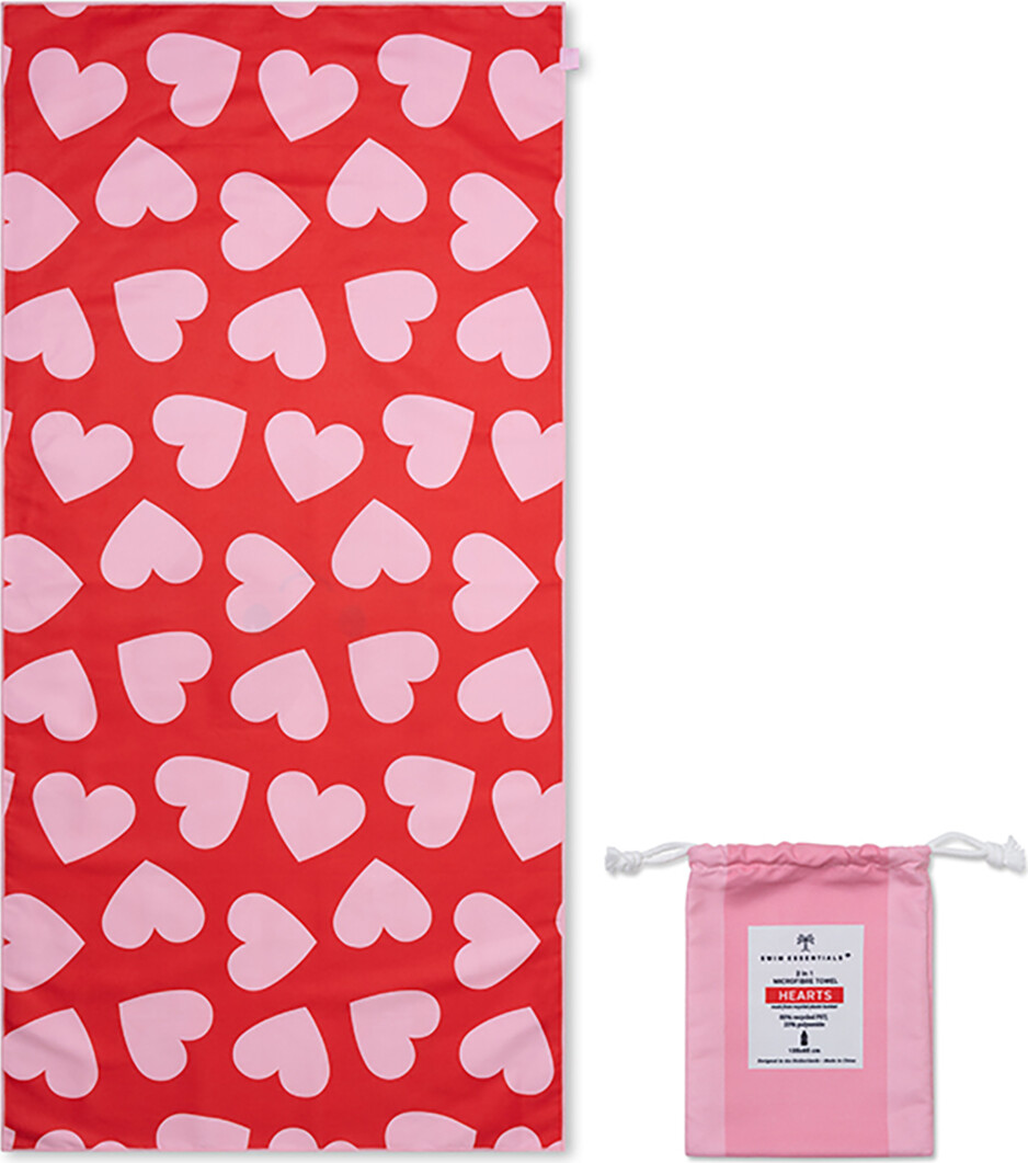 Swim Essentials - Strandhåndklæde 135 Cm - Hearts Red