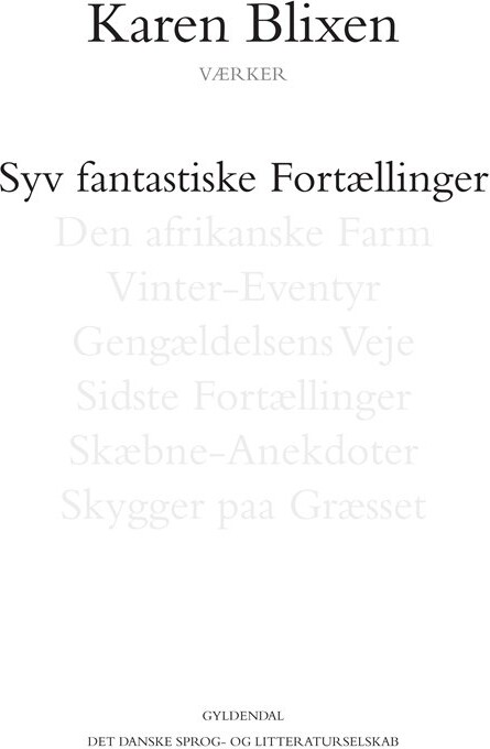 Billede af Syv Fantastiske Fortællinger - Karen Blixen - Bog