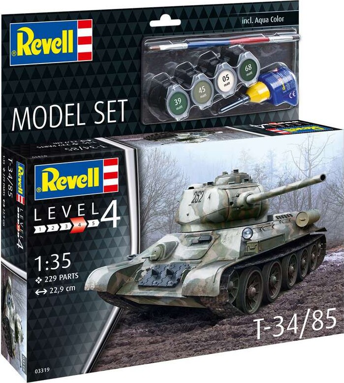 Revell - T-34 Tank Model Byggesæt - 1:35 - Level 4 - 03319