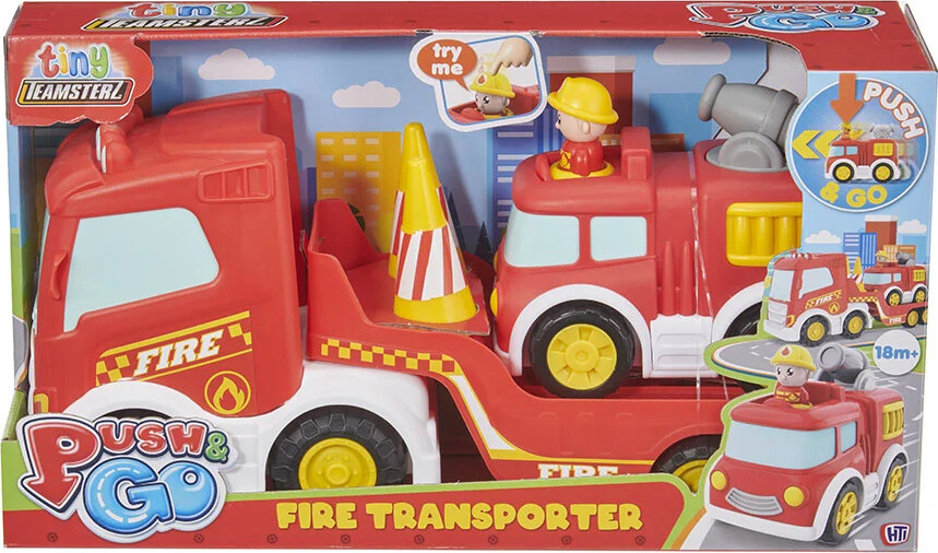 Teamsterz Push & Go Fire Transporter With Vehicle - Hti