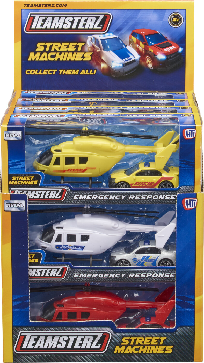 Teamsterz - Street Machines - Emergency Response - Bil Og Helikopter Legetøj - Overraskelse