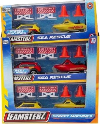 Teamsterz - Street Machines - Sea Rescue - Bil Og Båd Legetøj - Overraskelse