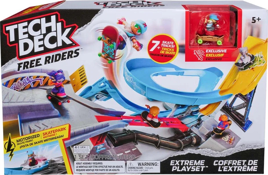 Tech Deck Free Riders Extreme rampe med motor legesæt - Fingerskateboard action - 94x33 cm