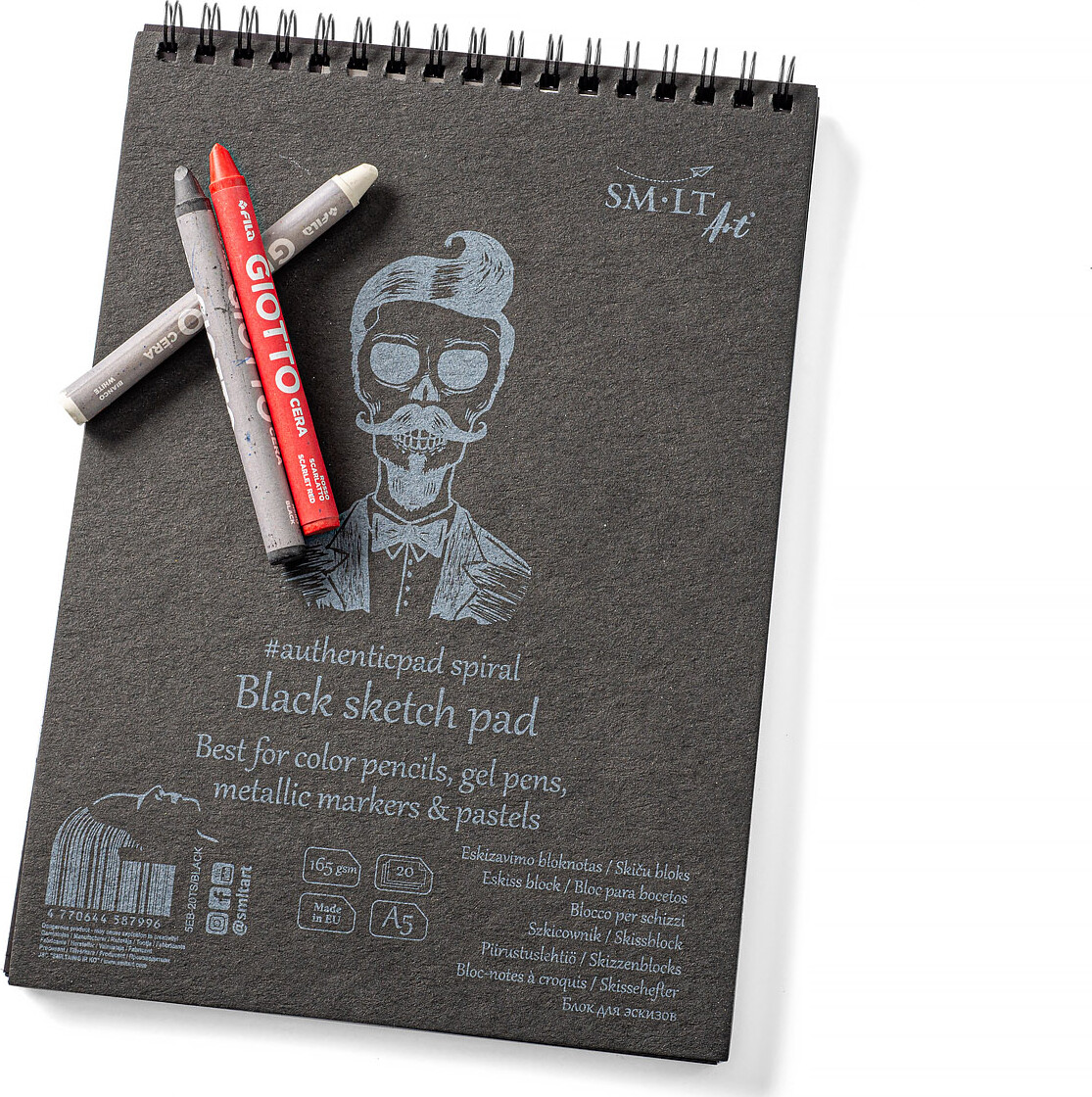 SMLT Tegneblok med SORT papir. A5. 165g.