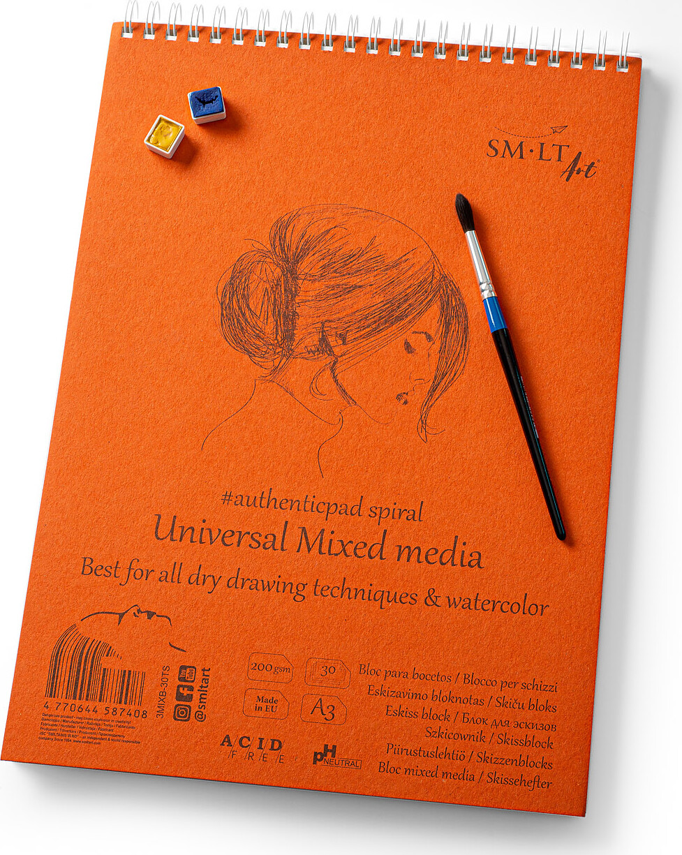 SMLT Tegneblok MIXED MEDIA papir. A3. 200g.