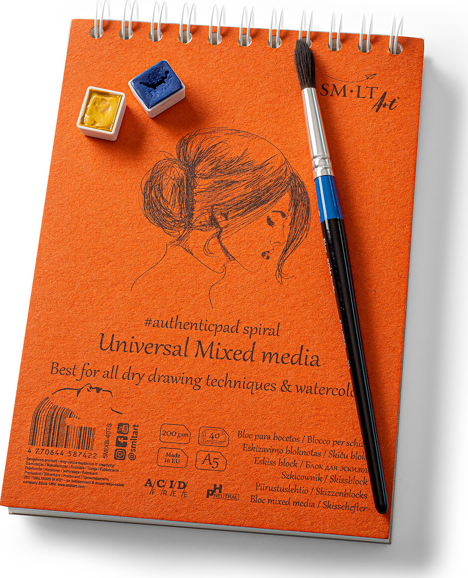 SMLT Tegneblok MIXED MEDIA papir. A5. 200g.