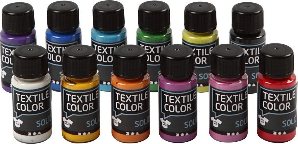 Tekstilmaling Sæt Med 12 Farver - A-color