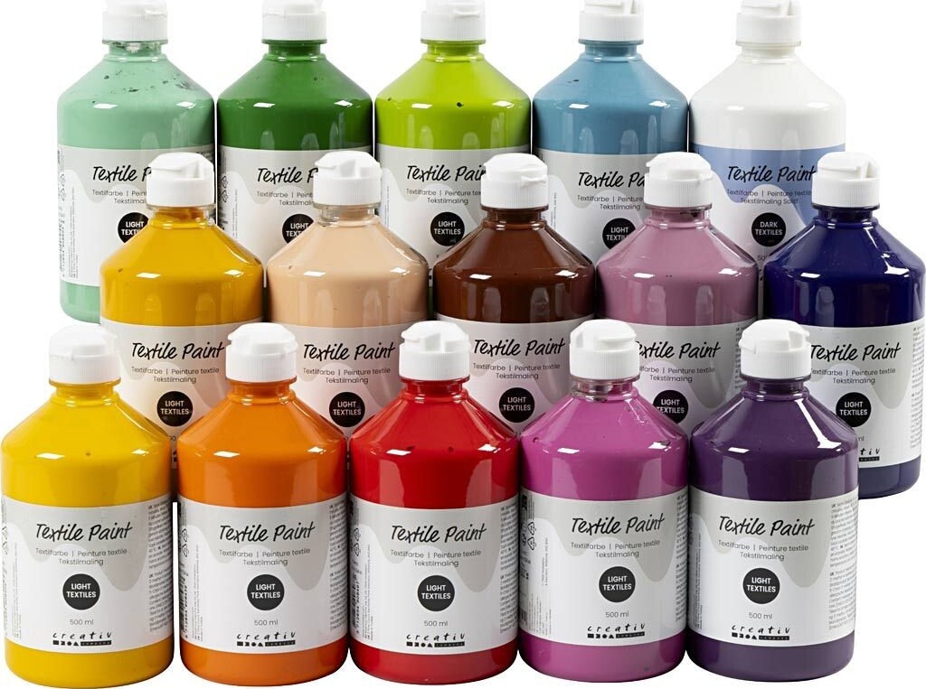 Tekstilmaling - Halvdkkende - 15x500 Ml