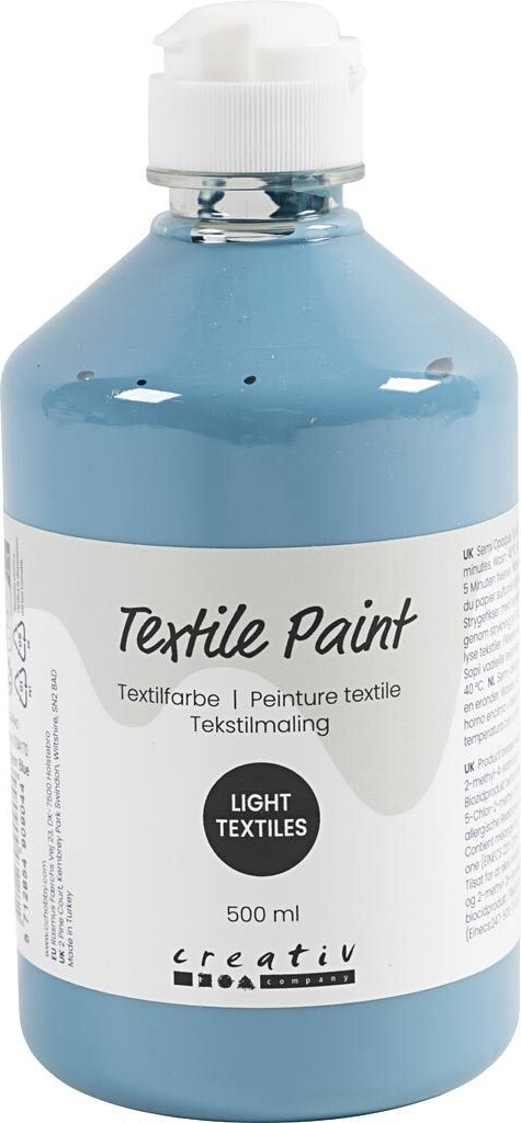 Tekstilmaling - Halvdækkende - Dueblå - 500 Ml