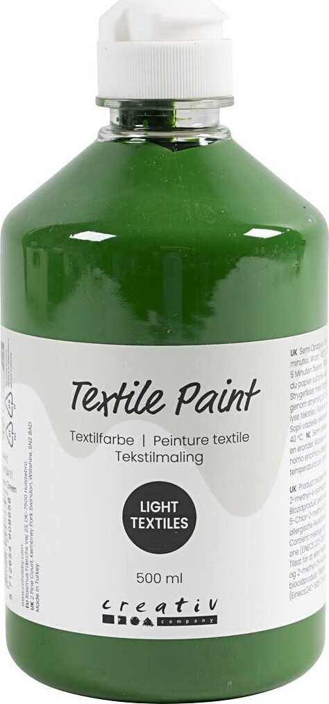 Tekstilmaling - Halvdækkende - Græsgrøn - 500 Ml