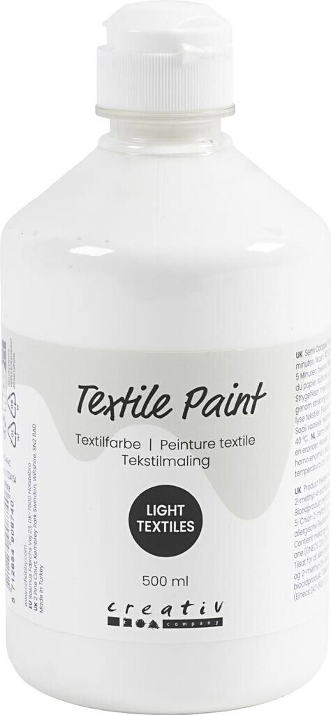 Tekstilmaling - Halvdækkende - Hvid - 500 Ml