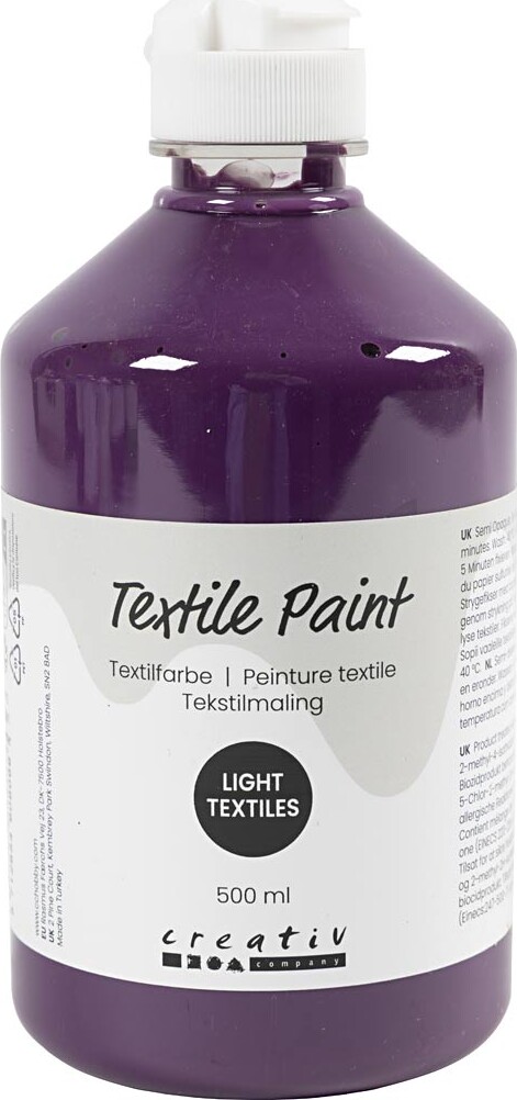 Tekstilmaling - Halvdækkende - Lavendel - 500 Ml