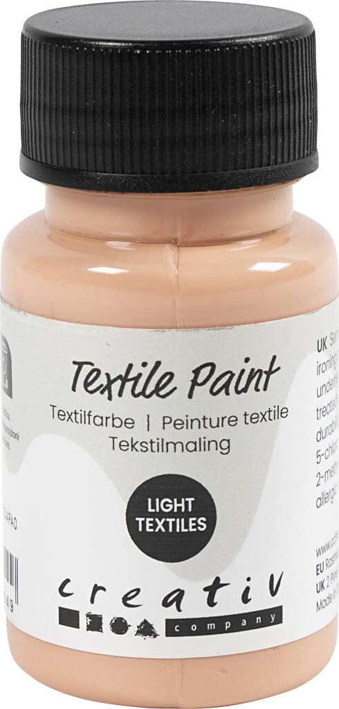 Tekstilmaling - Halvdækkende - Lys Pudder - 50 Ml