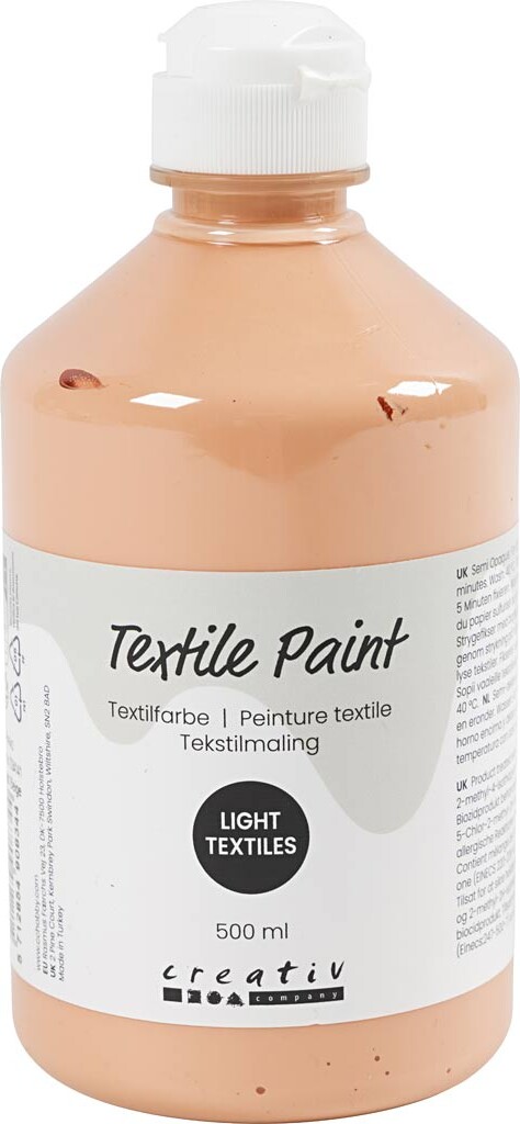Tekstilmaling - Halvdækkende - Lys Pudder - 500 Ml