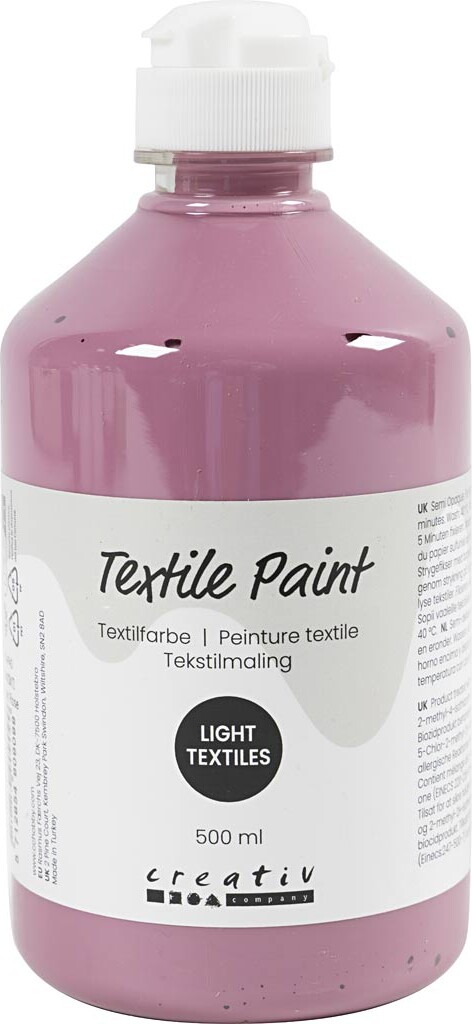 Tekstilmaling - Halvdækkende - Mørk Rosa - 500 Ml