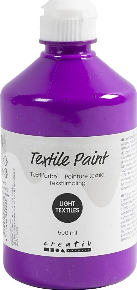 Tekstilmaling - Halvdækkende - Neon Lilla - 500 Ml - Creativ Company