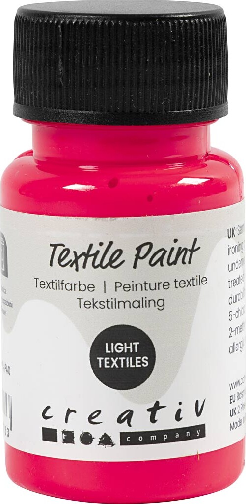 Tekstilmaling - Halvdækkende - Neon Pink - 50 Ml