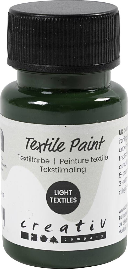 Tekstilmaling - Halvdækkende - Olivengrøn - 50 Ml