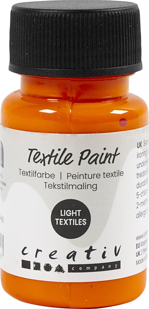 Tekstilmaling - Halvdækkende - Orange - 50 Ml