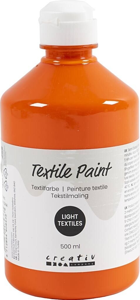 Tekstilmaling - Halvdækkende - Orange - 500 Ml