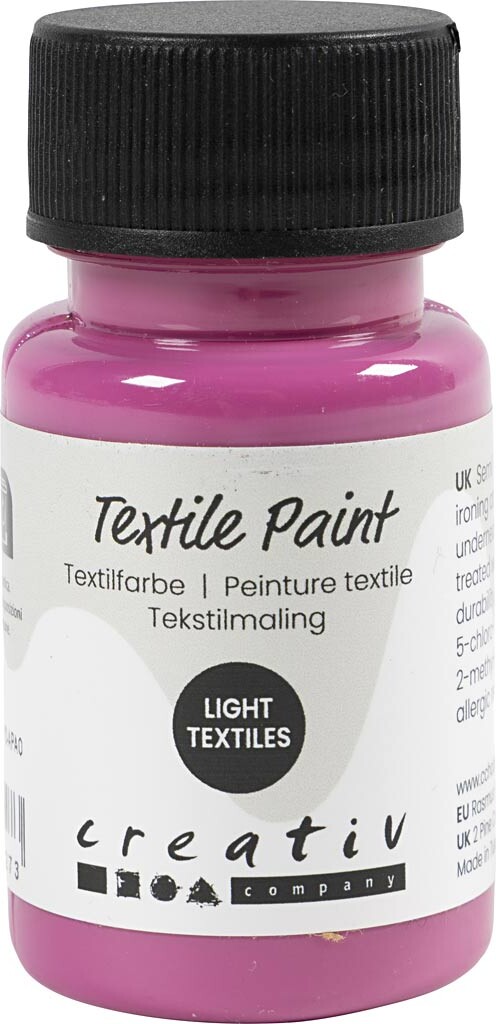 Tekstilmaling - Halvdækkende - Pink - 50 Ml