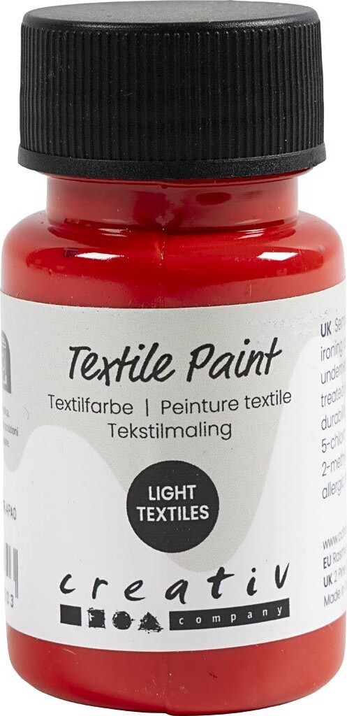 Tekstilmaling - Halvdækkende - Rød - 50 Ml