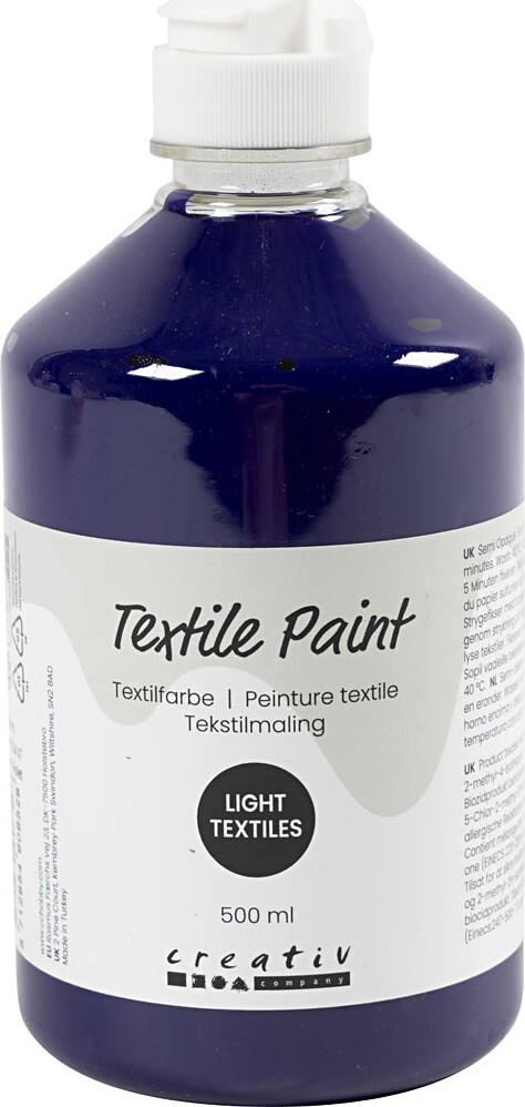 Tekstilmaling - Halvdækkende - Rødviolet - 500 Ml