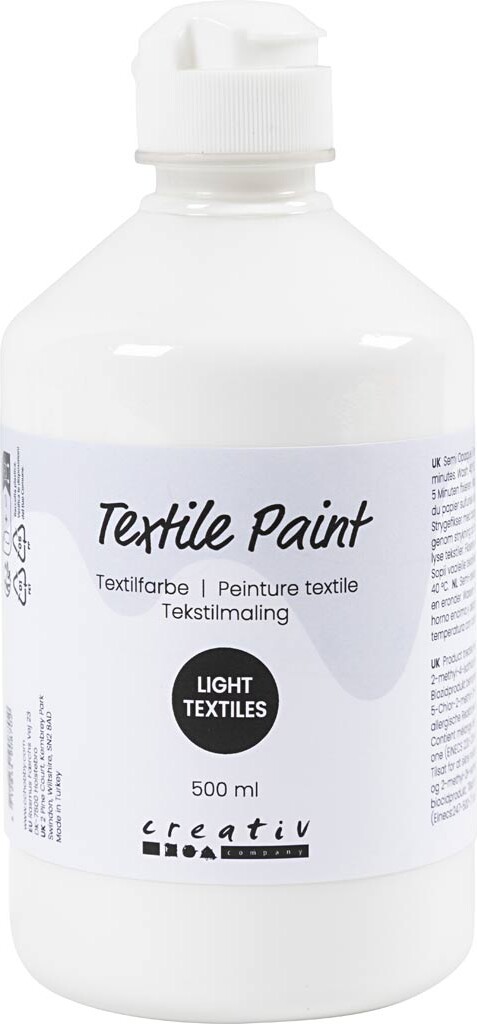 Tekstilmaling - Halvdækkende - Sort - 500 Ml