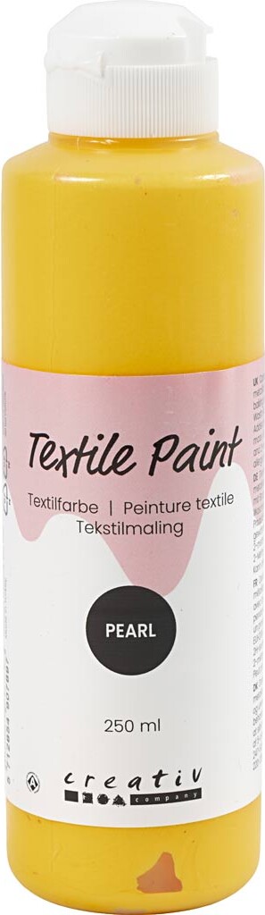 Tekstilmaling - Perlemor - Dækkende - Gul - 250 Ml