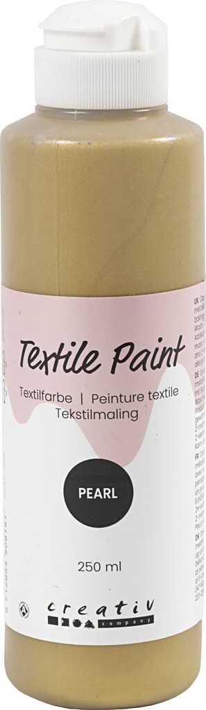 Tekstilmaling - Perlemor - Dækkende - Guld - 250 Ml