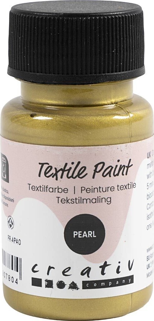 Tekstilmaling - Perlemor - Dækkende - Guld - 50 Ml