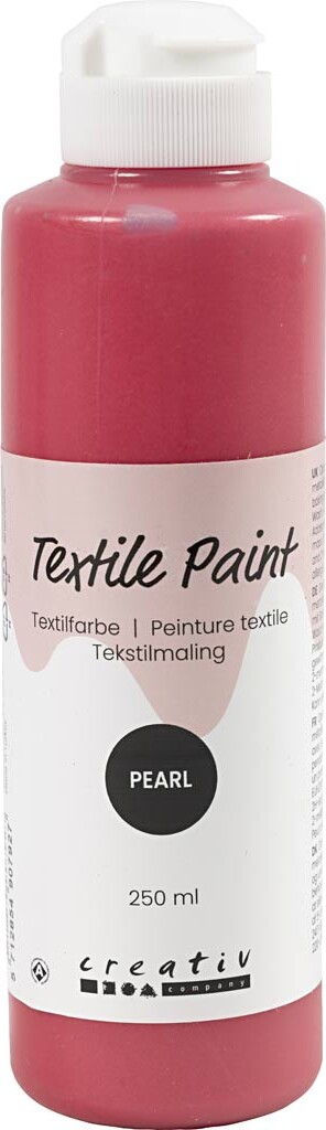 Tekstilmaling - Perlemor - Dækkende - Rød - 250 Ml