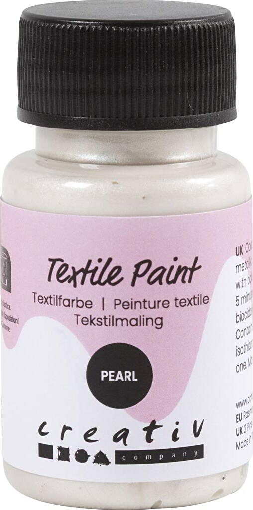Tekstilmaling - Perlemor - Dækkende - Sølv - 50 Ml