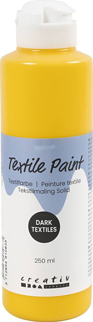 Tekstilmaling Solid - Dækkende - Gul - 250 Ml