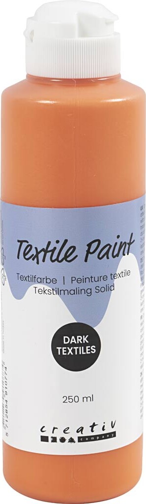 Tekstilmaling Solid - Dækkende - Orange - 250 Ml