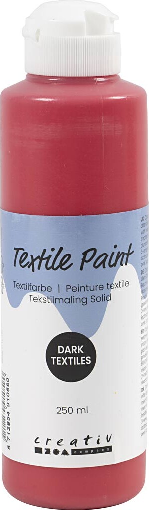 Tekstilmaling Solid - Dækkende - Rød - 250 Ml