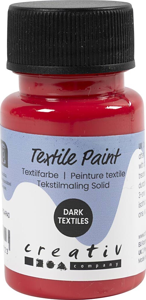 Tekstilmaling Solid - Dækkende - Rød - 50 Ml