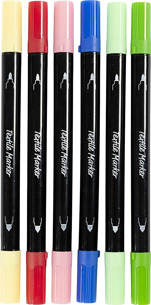 Tekstiltusch - Tykkelse 2,3+3,6 - Assorterede Farver - 6 Stk.