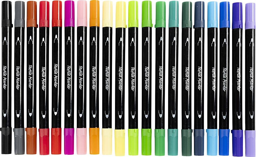 Tekstiltusch - Tykkelse 2,3+3,6 Mm - Standardfarver - 20 Stk.