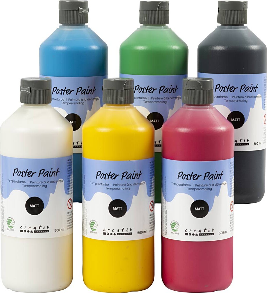 Temperamaling - Mat - Halvdækkende - Assorteret - 6x500 Ml