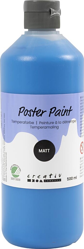 Temperamaling - Mat - Halvdækkende - Primær Blå - 500 Ml