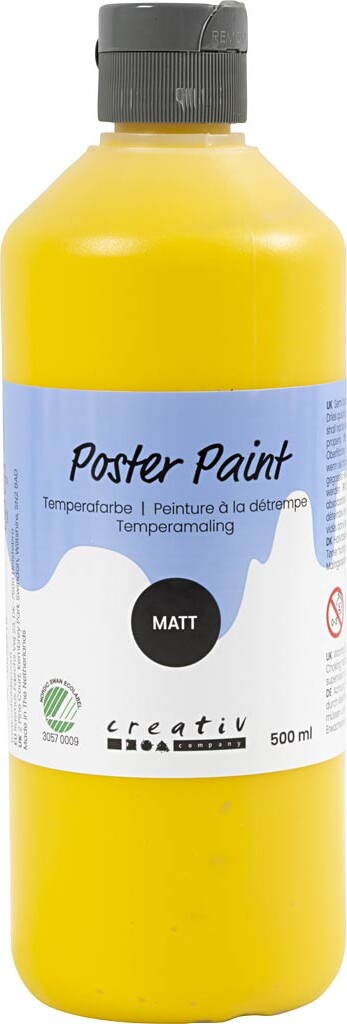 Temperamaling - Mat - Halvdækkende - Primær Gul - 500 Ml