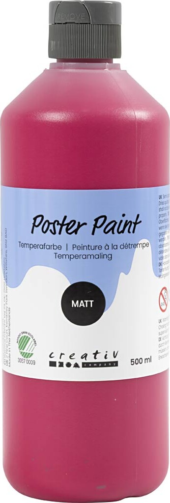 Temperamaling - Mat - Halvdækkende - Primær Rød - 500 Ml