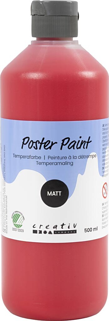 Temperamaling - Mat - Halvdækkende - Rød - 500 Ml