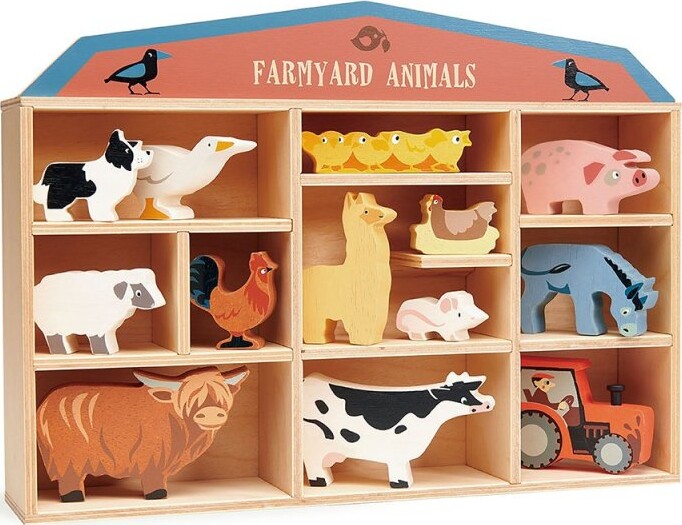 Tender Leaf Trælegetøj - 13 Bondegårdsdyr Af Træ