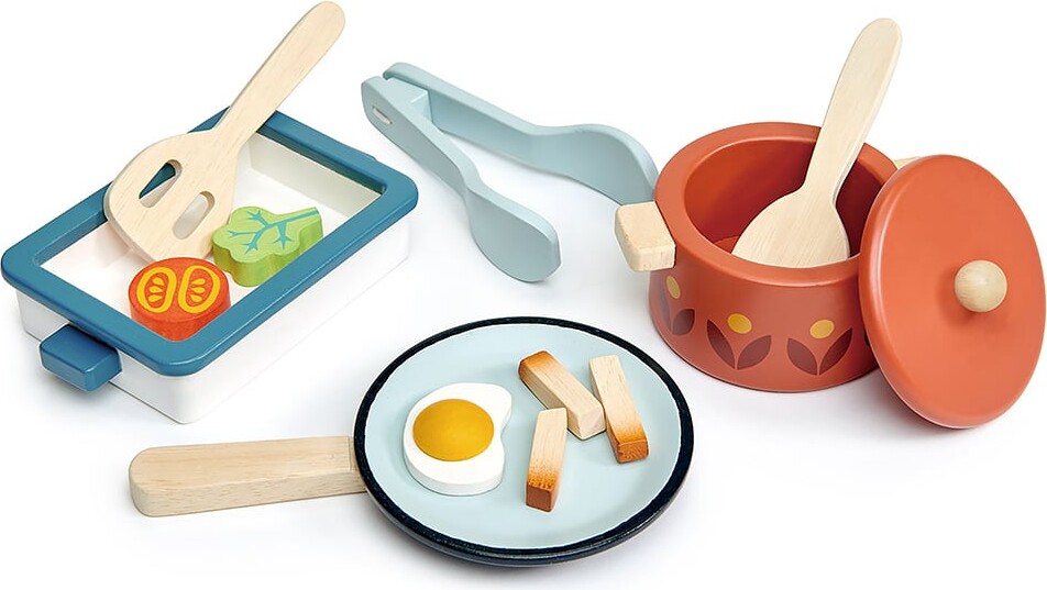 Tender Leaf - Legemad Med Potter Og Pander - Træ - 13 Dele